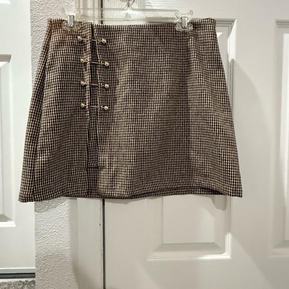 Brown Checkered Skirt - Picture 1 of 4